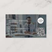 2 foto's logo QR code modern professioneel eenvoud Visitekaartje (Achterkant)