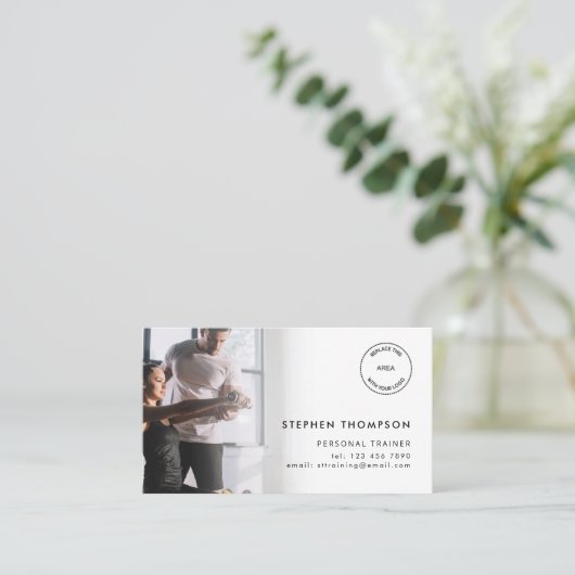 2 foto's Logo QR Code Personal Trainer Visitekaartje (Staand voorkant)