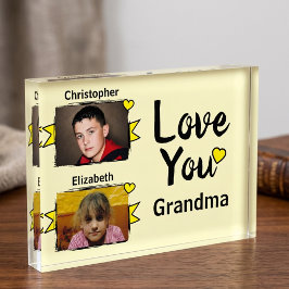 2 foto's love you oma geel