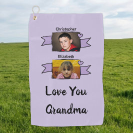 2 foto's love you oma paars golfhanddoek