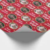 2 Foto's Merry & Bright kerstnaam Cadeaupapier (Hoek)