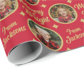 2 Foto's Merry & Bright kerstnaam Cadeaupapier (Rol Hoek)