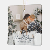 2 Foto's Merry en Blessed Simple Kerstmis Keramisch Ornament (Links)