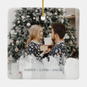 2 Foto's Merry en Blessed Simple Kerstmis Keramisch Ornament (Achterkant)