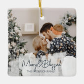 2 Foto's Merry en Blessed Simple Kerstmis Keramisch Ornament (Voorkant)