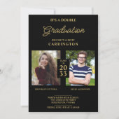 2 Foto's met dubbele tweeling Afstuderen Fake Gold Kaart (Voorkant)