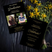 2 Foto's met dubbele tweeling Afstuderen Real Gold Folie Uitnodiging