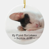 2 foto's met foto's voor mijn eerste Kerstmis, een Keramisch Ornament (Voorkant)