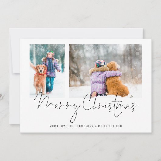 2 Foto's met Script Family en Dog Merry Kerstmis (Voorkant)