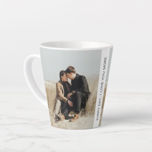  2 Foto's met zwarte tekst Latte Mok (Linkerhoek)