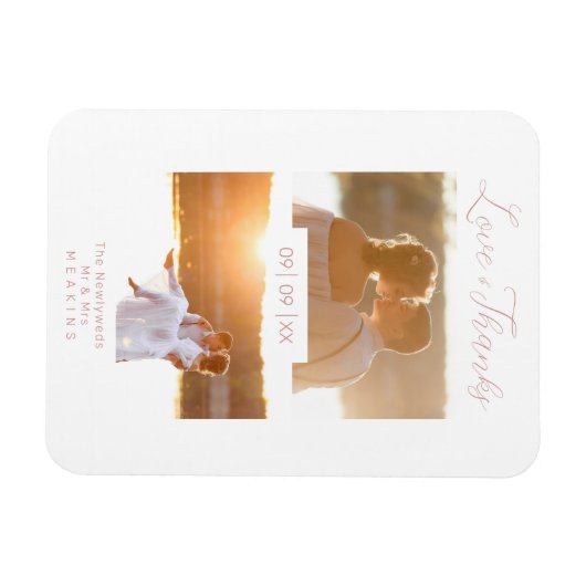 2 Foto's Modern Collage Wedding Wimshical Script Magneet (Horizontaal)