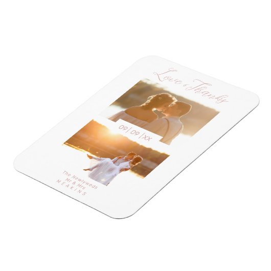 2 Foto's Modern Collage Wedding Wimshical Script Magneet (Linkerzijde)