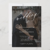 2 foto's modern elegant overlay script bruiloft kaart (Voorkant)