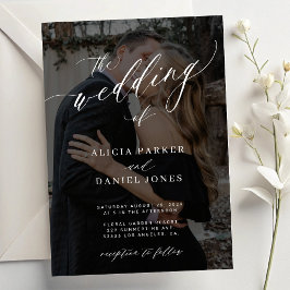 2 foto's modern elegant overlay script bruiloft kaart