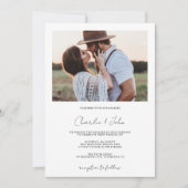 2 Foto's Modern Script Wedding Kaart (Voorkant)