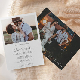 2 Foto's Modern Script Wedding Kaart