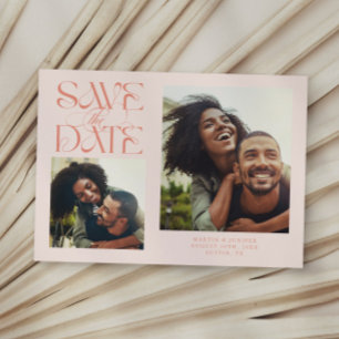 2 Foto's Mystieke Moderne Typografie Perzik Save The Date