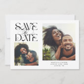 2 Foto's Mystieke Moderne Typografie Wit Save The Date (Voorkant)