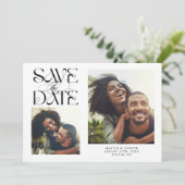 2 Foto's Mystieke Moderne Typografie Wit Save The Date (Staand voorkant)