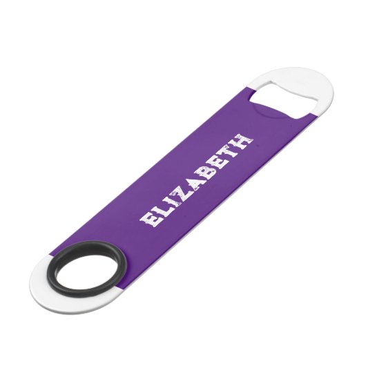 2 foto's naam initiaal wit paars speed flessenopener (Voorkant Gekanteld)