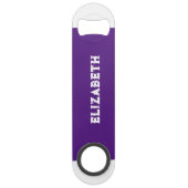 2 foto's naam initiaal wit paars speed flessenopener (Voorkant)