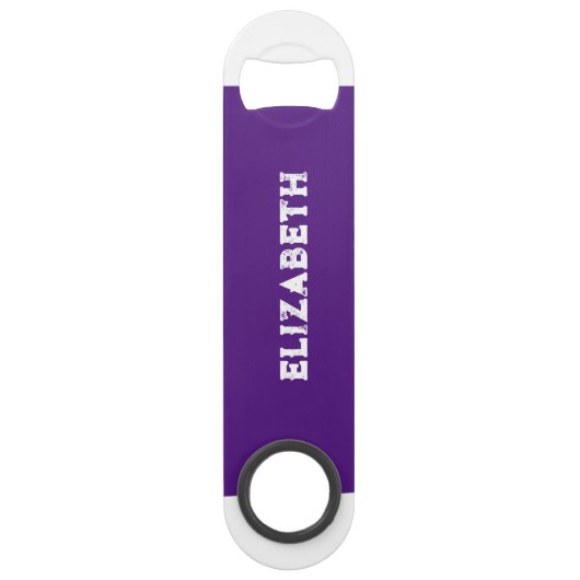 2 foto's naam initiaal wit paars speed flessenopener (Voorkant)