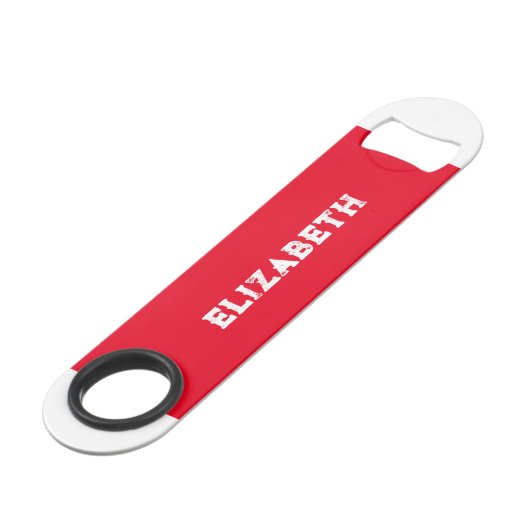 2 foto's naam initiaal wit rood speed flessenopener (Voorkant Gekanteld)