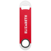 2 foto's naam initiaal wit rood speed flessenopener (Voorkant)