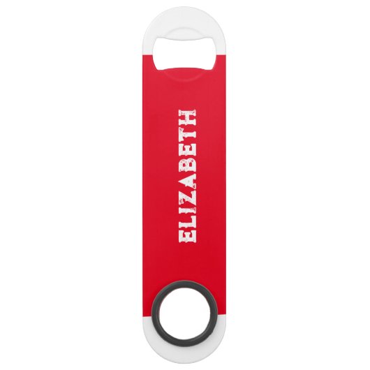 2 foto's naam initiaal wit rood speed flessenopener (Voorkant)