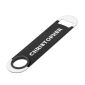 2 foto's naam initiaal zwart wit speed flessenopener (Voorkant Gekanteld)