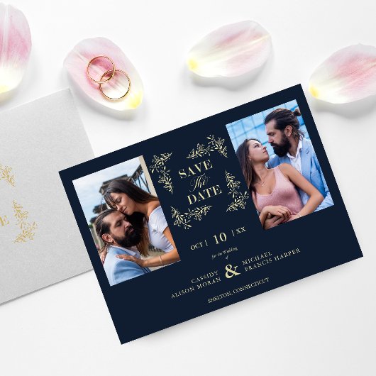 2 Foto's Navy Chic Trendy Collage Wedding Covid19