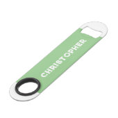 2 foto's noemen initiaal groen speed flessenopener (Voorkant Gekanteld)