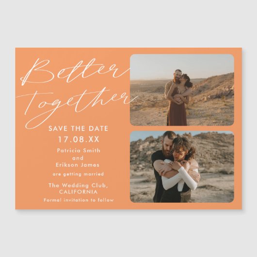 2 foto's oranje koel beter samen sparen de datum (Voorkant)
