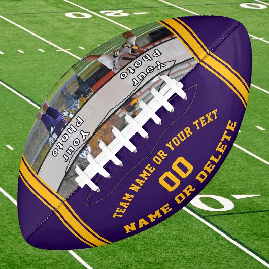 2 Foto's, persoonlijk Football, Paars en goud American Football