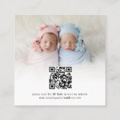 2 Foto's QR Code Baby Vierkante Visitekaartje (Achterkant)