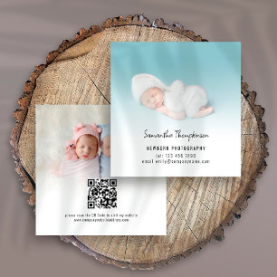 2 Foto's QR Code Baby Vierkante Visitekaartje