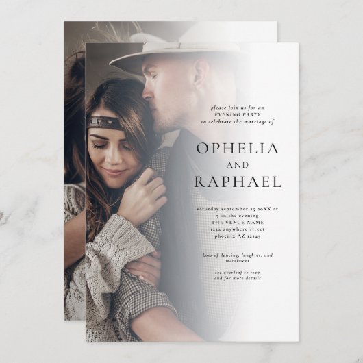 2 foto's QR Code Boheemse bruiloft avond feest Kaart (Voorkant / Achterkant)