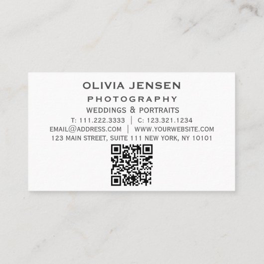 2 Foto's QR Code Pasgeboren Baby Fotograaf Visitekaartje (Achterkant)