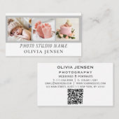 2 Foto's QR Code Pasgeboren Baby Fotograaf Visitekaartje (Voorkant / Achterkant)