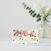 2 Foto's QR Code Pasgeboren Baby Fotograaf Visitekaartje (Staand voorkant)