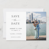 2 foto's & QR-code trouwwebsite moderne elegant Save The Date (Voorkant)