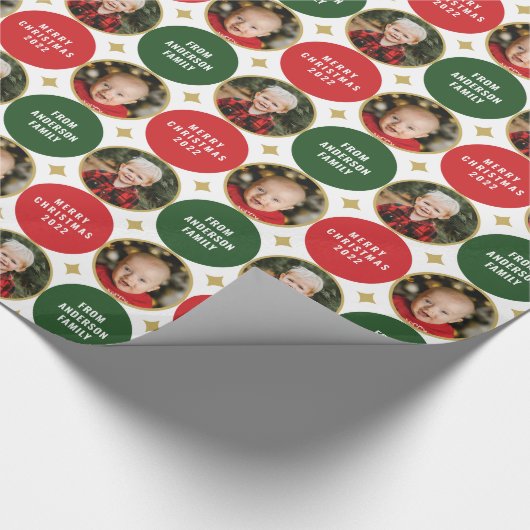 2 Foto's roodgroene en groene sterren met een mode Cadeaupapier (Hoek)