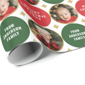 2 Foto's roodgroene en groene sterren met een mode Cadeaupapier (Rol Hoek)