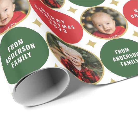 2 Foto's roodgroene en groene sterren met een mode Cadeaupapier (Rol Hoek)