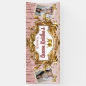  2 Foto's Royalty Roze Rose Gold Glitter Drip Spandoek (Verticaal)