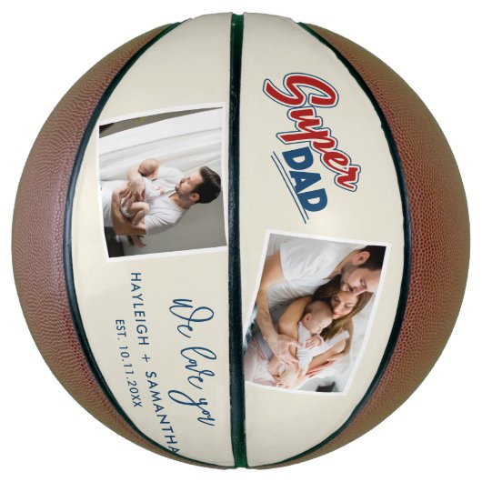 2 foto's Schattigee Vaderdag Custom Basketbal (Verticaal)