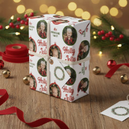 2 Foto's Scrip Holly Jolly kerstversiering Cadeaupapier