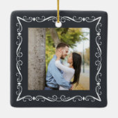 2 Foto's Sierlijke Lijst Eerste Kerstmis Samen Keramisch Ornament (Achterkant)