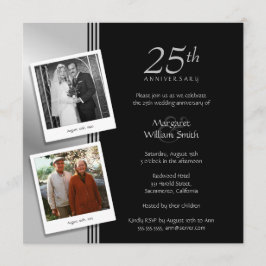2 Foto's Silver 25th Wedding Jubileum Party Kaart