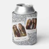 2 Foto's - Silver Glitter Square Photo Collage Blikjeskoeler (Blikje Voorkant)